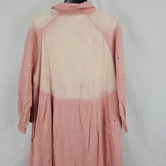 Davi & Dani Ella Denim Paint Splatter Button Down Dress In Pink Women's Sz Med - Picture 11 of 11